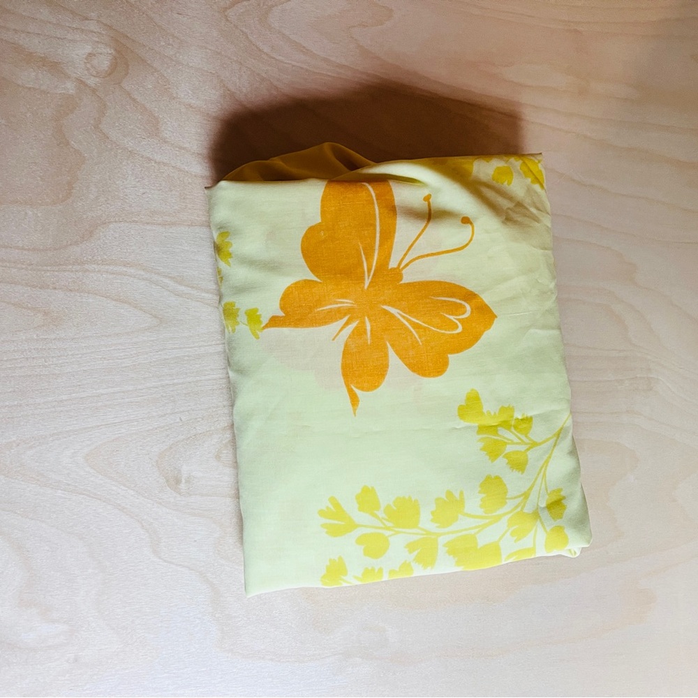 Vintage TWIN Fitted + Flat (2 Sheet Set) Yellow Butterflies